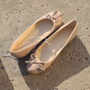 Nine West Nude Ballet Flats with Bow